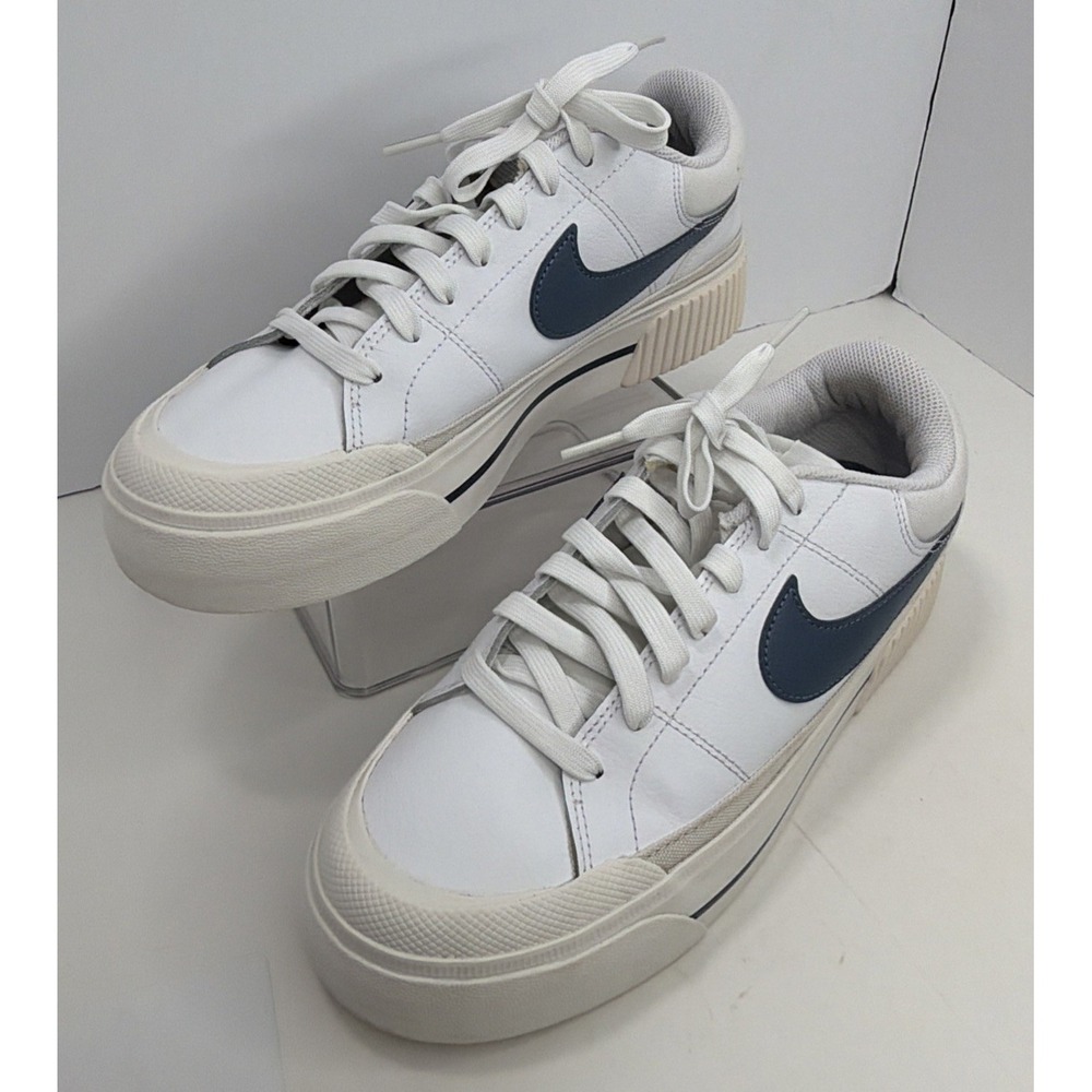 Size 9 - Nike Court Legacy Lift White Diffused Blue Platform Sneakers DM7590-104 - Picture 10 of 16
